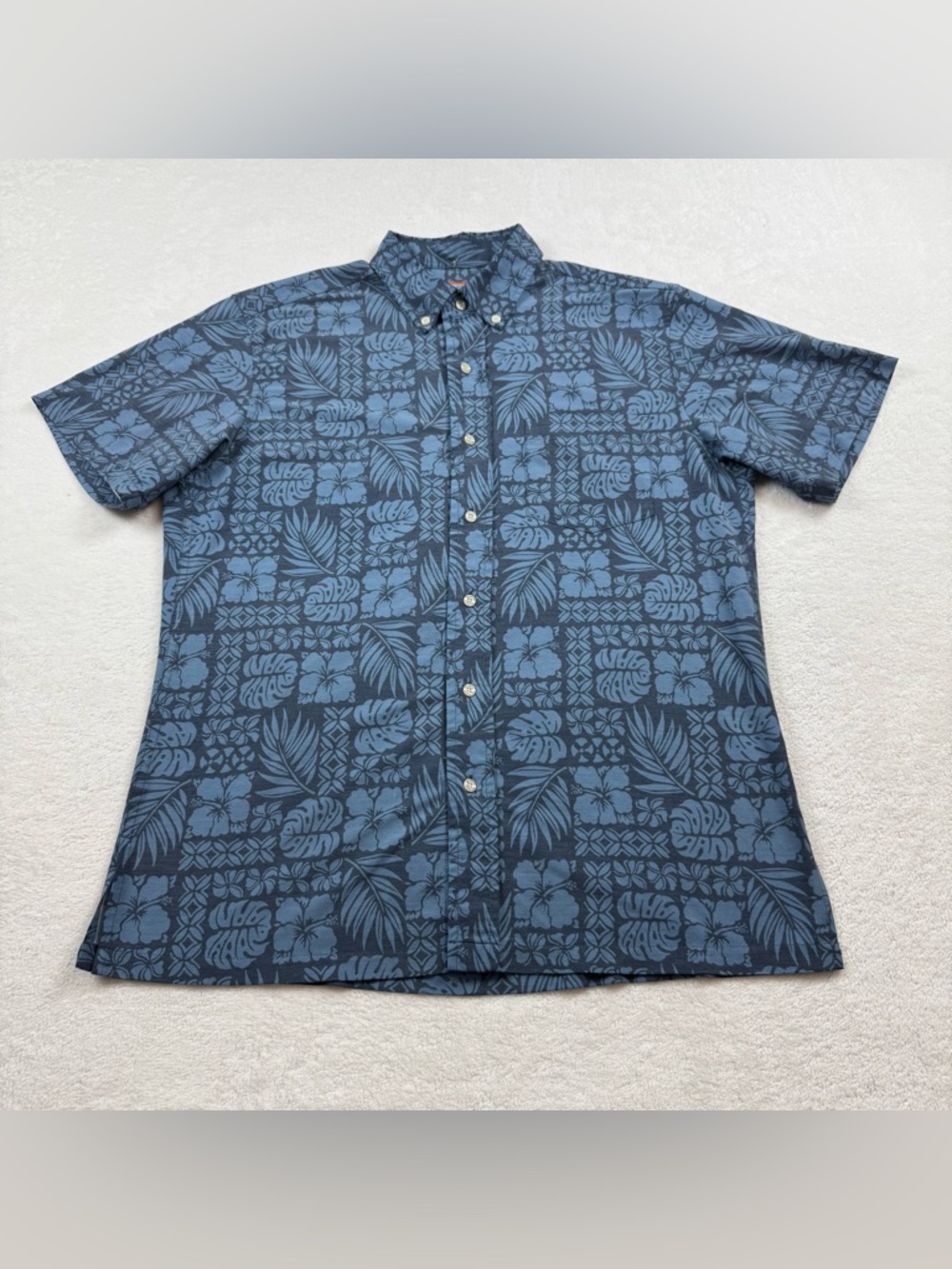Reyn spooner Joe Kealohas Hawaiian shirt men’s size S blue floral hibiscus print